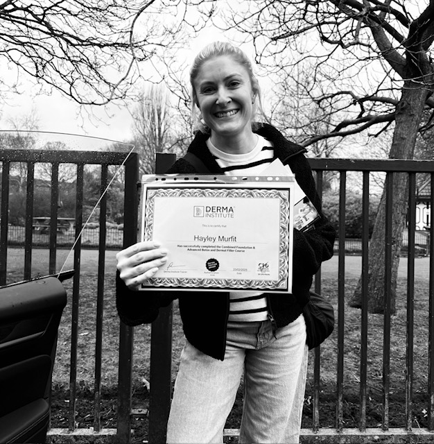 Hayley with her Derma Institute certificate